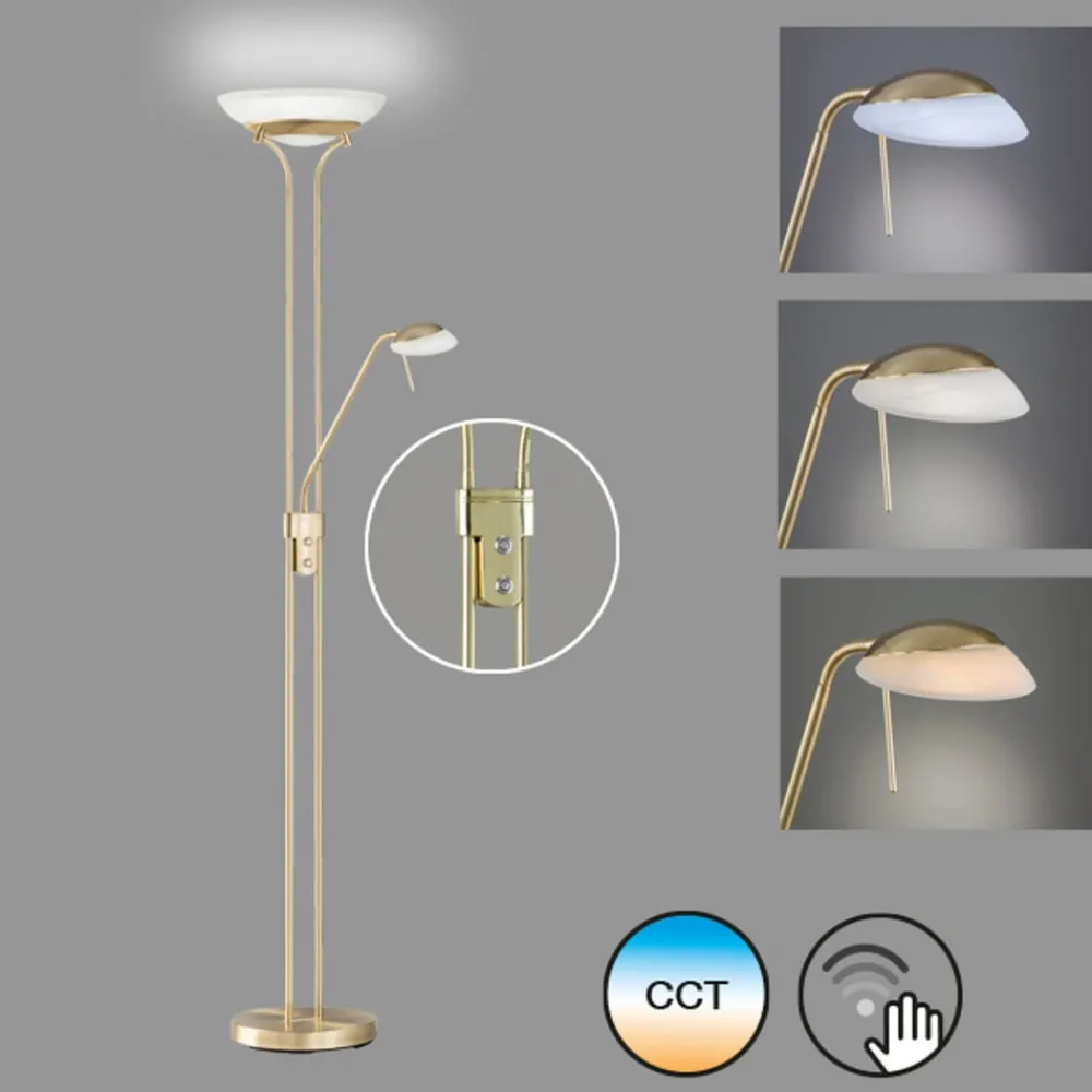 FISCHER & HONSEL Gulvlamper|Gulvlamper > LED-gulvlampe Pool, messingfarvet, højde 182 cm, 2 lyskilder.