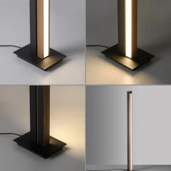 PURE Gulvlamper|Gulvlamper > LED-gulvlampe Lines, sort, træ, fjernbetjening, 140 cm