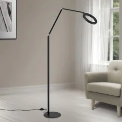 Gulvlamper|Gulvlamper ^ ORION LED-gulvlampe Ringo, sort, metal, justerbar, dæmpbar