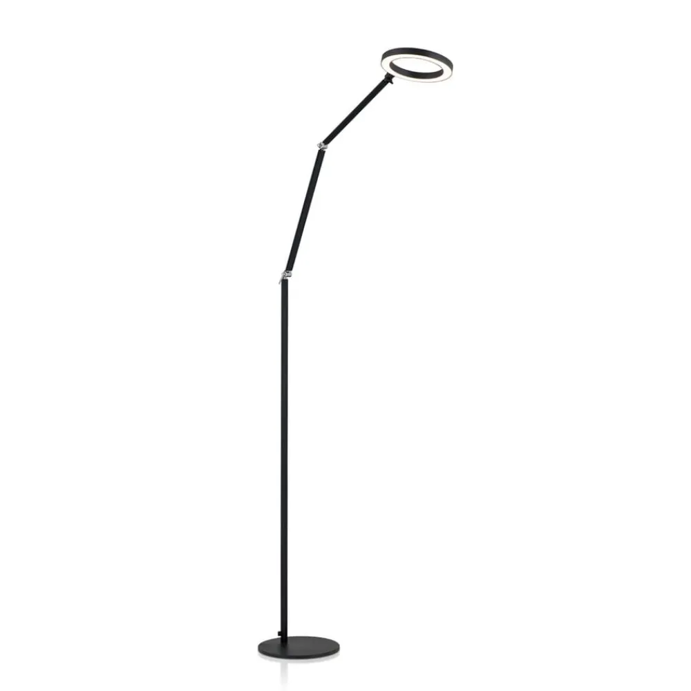 Gulvlamper|Gulvlamper ^ ORION LED-gulvlampe Ringo, sort, metal, justerbar, dæmpbar