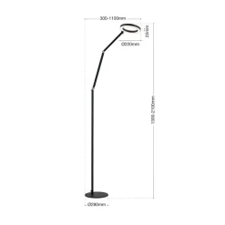 Gulvlamper|Gulvlamper ^ ORION LED-gulvlampe Ringo, sort, metal, justerbar, dæmpbar