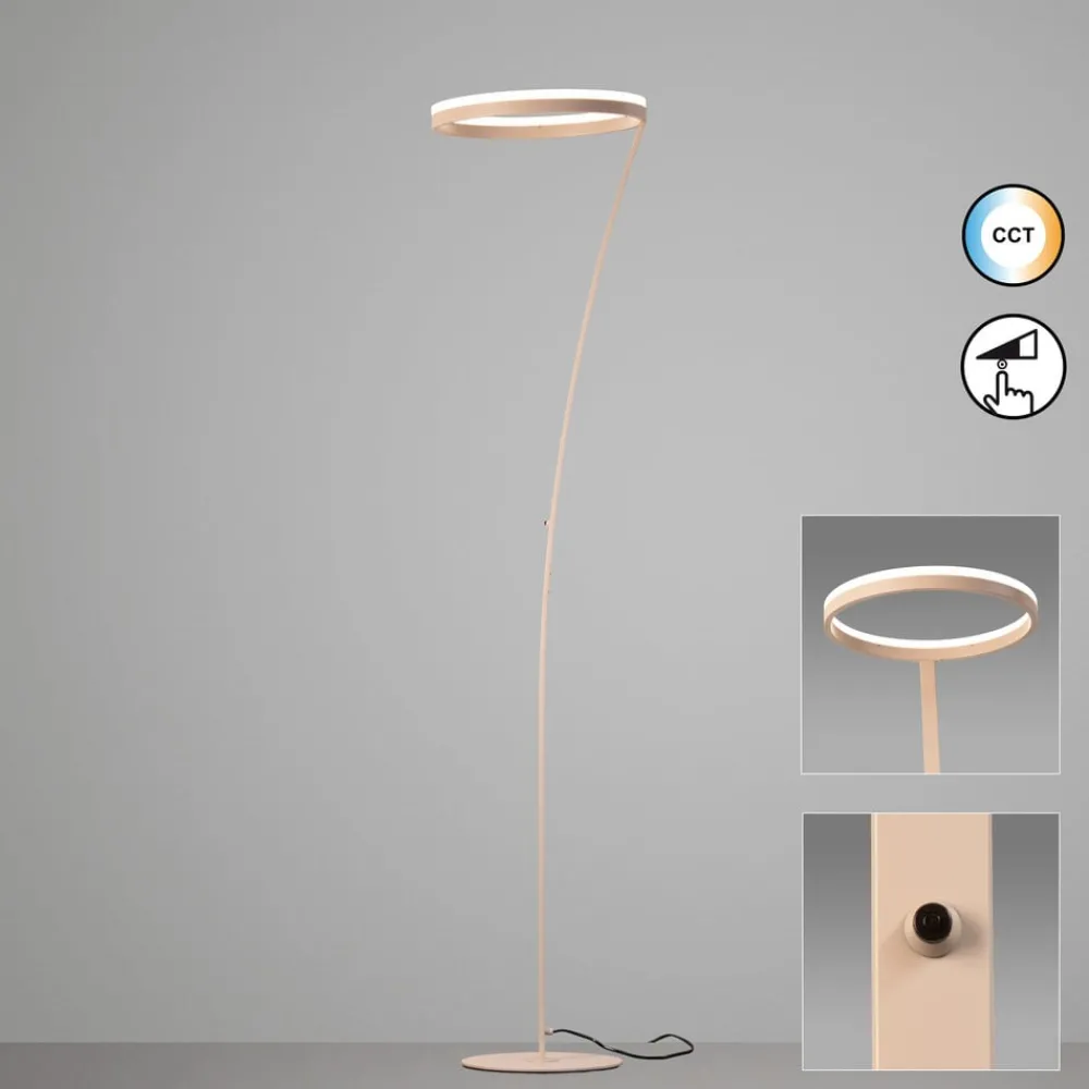 Gulvlamper ^ FISCHER & HONSEL LED-gulvlampe Sirko, sandfarvet, højde 177 cm, metal, CCT