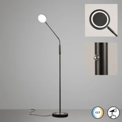 Gulvlamper|Gulvlamper ^ FISCHER & HONSEL LED-gulvlampe Sorento, sandgrå, højde 138 cm, CCT dæmpbar