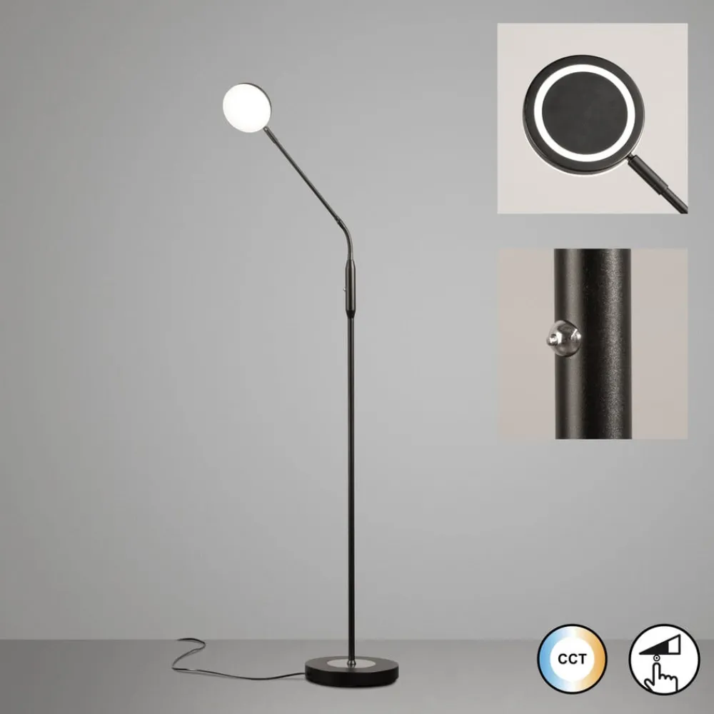 Gulvlamper|Gulvlamper ^ FISCHER & HONSEL LED-gulvlampe Sorento, sandgrå, højde 138 cm, CCT dæmpbar