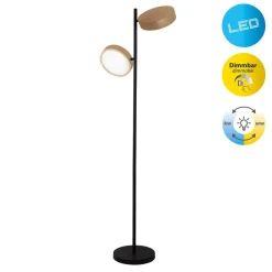 Gulvlamper ^ Näve LED-gulvlampe Tessa sort/beige 165 cm Touchdim CCT 2 lyskilder.