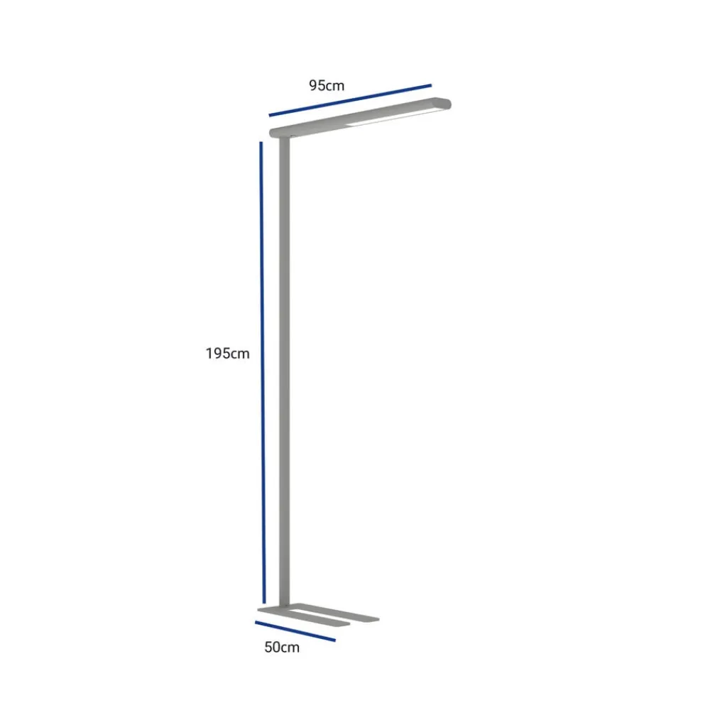 Arbejdsrum/Kontor ^ Maul LED-gulvlampe til kontor jet, sølvfarvet, dæmpbar, 195 cm