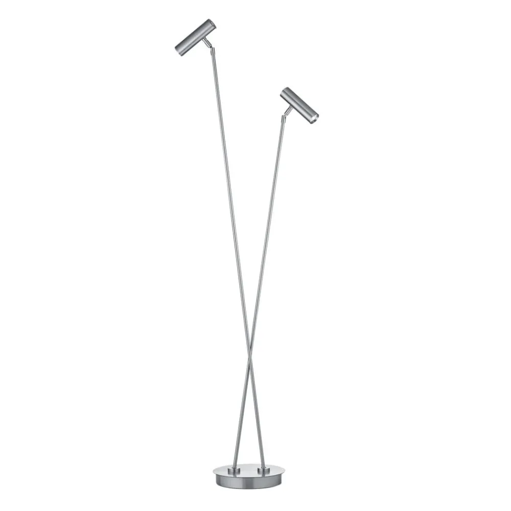 HELL Gulvlamper|Gulvlamper > LED-gulvlampe Tom Pro, mat nikkel, 2 lyskilder, CCT, dæmper