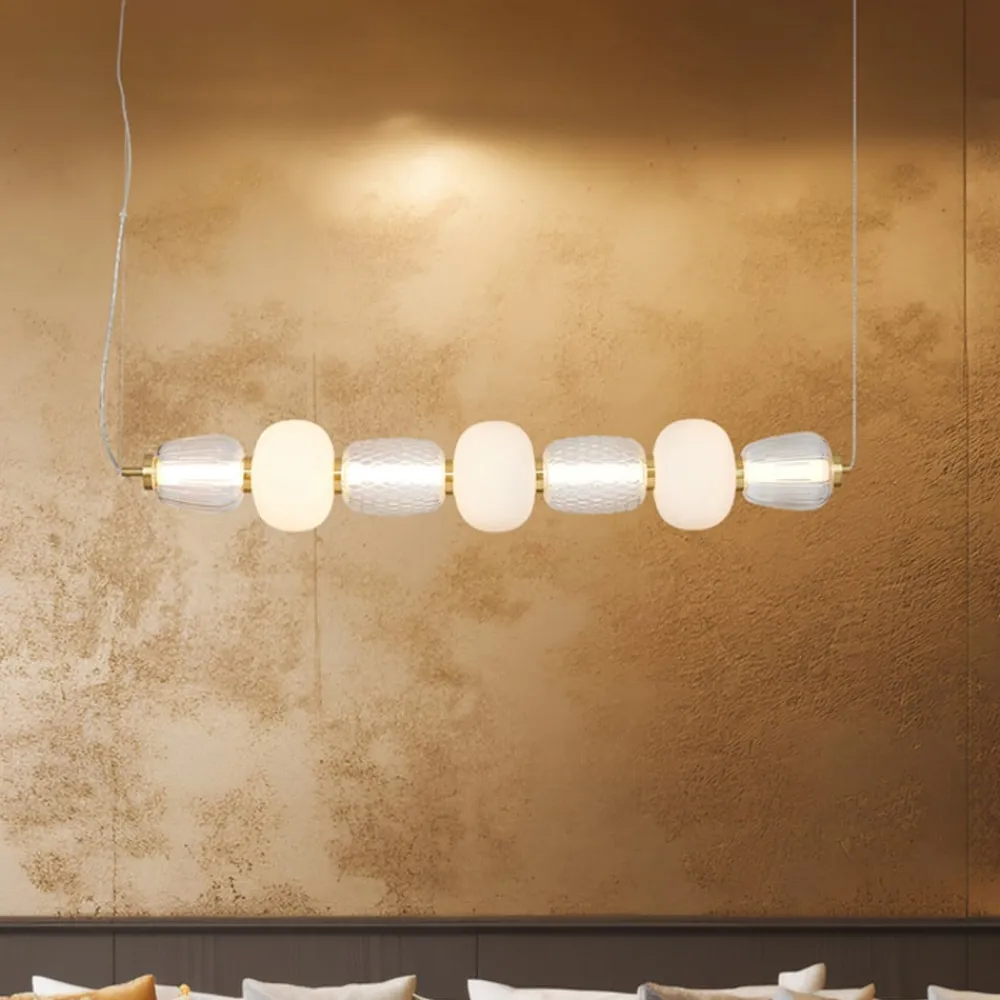 Eko-Light Pendellamper > LED-hængelampe Caro, glas transparent/opal, længde 110 cm