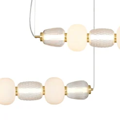 Eko-Light Pendellamper > LED-hængelampe Caro, glas transparent/opal, længde 110 cm