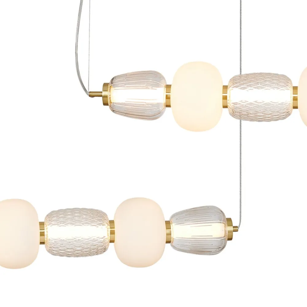 Eko-Light Pendellamper > LED-hængelampe Caro, glas transparent/opal, længde 110 cm