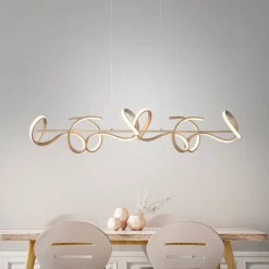 JUST LIGHT. GmbH Pendellamper|Pendellamper > LED-hængelampe Curls, messing, metal, 99 cm lang, dæmpbar