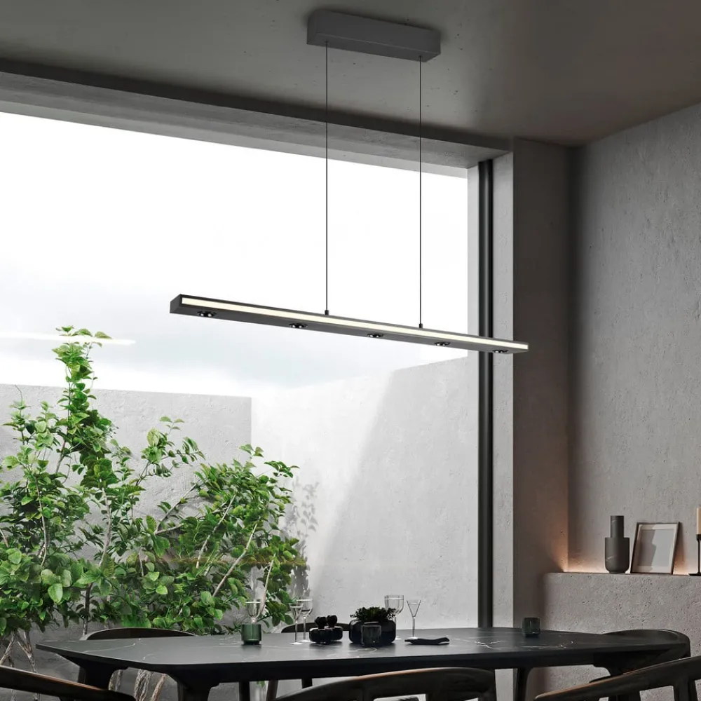 Trio Lighting Arbejdsrum/Kontor|Pendellamper > LED-hængelampe Graham, sort, metal, op/ned, CCT, dæmper