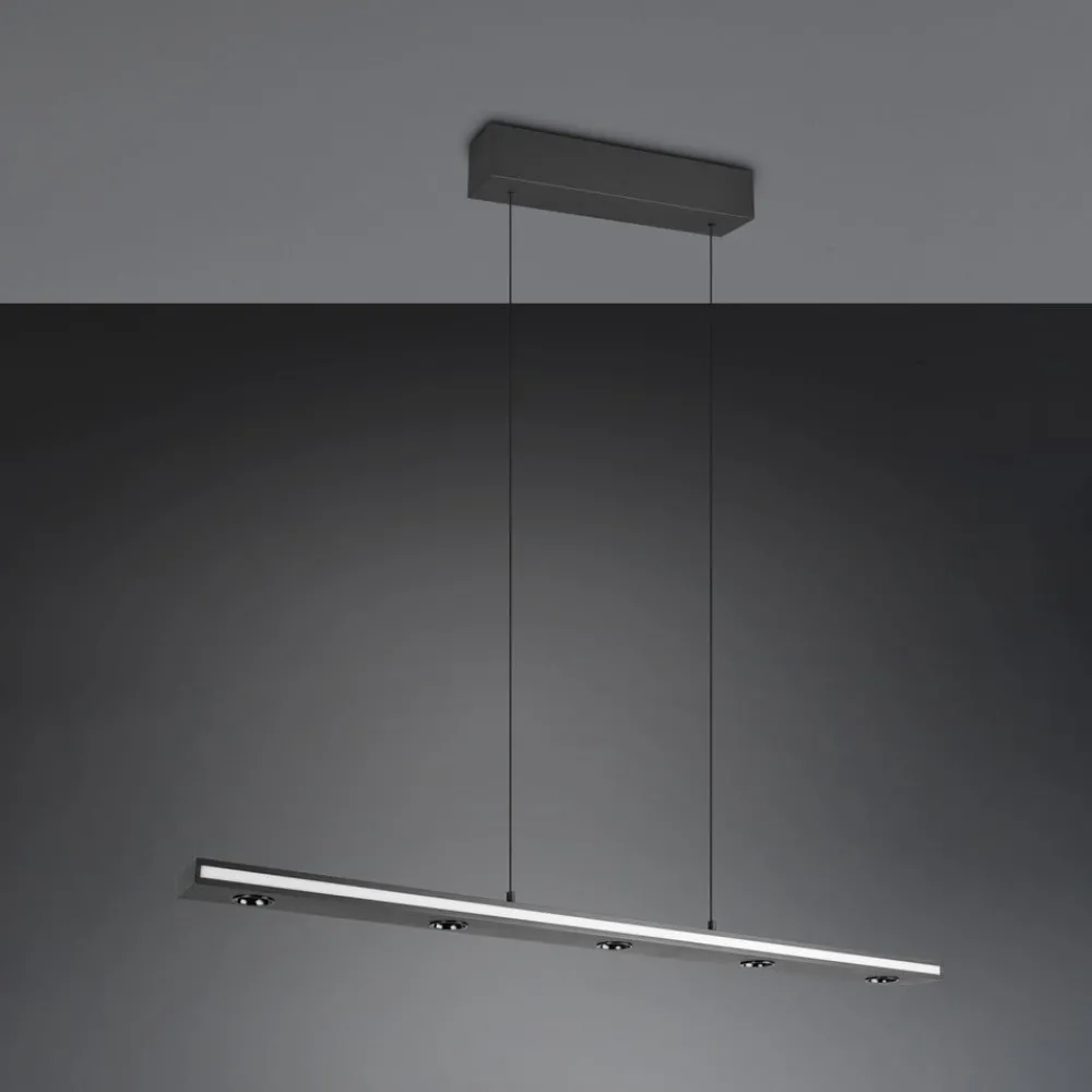 Trio Lighting Arbejdsrum/Kontor|Pendellamper > LED-hængelampe Graham, sort, metal, op/ned, CCT, dæmper