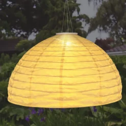 Dekorationsbelysning|Solcellelamper ^ Globo LED-hængelampe 33982, hvid, hør, plast