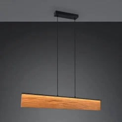 Trio Lighting Pendellamper > LED-hængelampe Kalea, længde 110 cm, træfarvet, træ