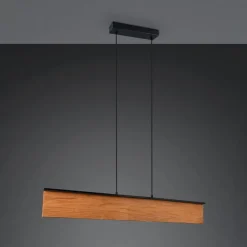 Trio Lighting Pendellamper > LED-hængelampe Kalea, længde 110 cm, træfarvet, træ