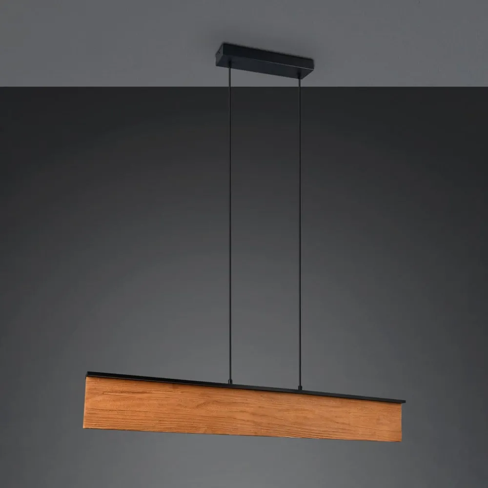 Trio Lighting Pendellamper > LED-hængelampe Kalea, længde 110 cm, træfarvet, træ
