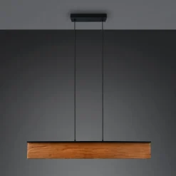 Trio Lighting Pendellamper > LED-hængelampe Kalea, længde 110 cm, træfarvet, træ