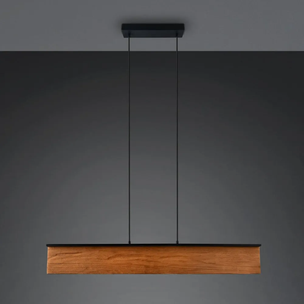 Trio Lighting Pendellamper > LED-hængelampe Kalea, længde 110 cm, træfarvet, træ