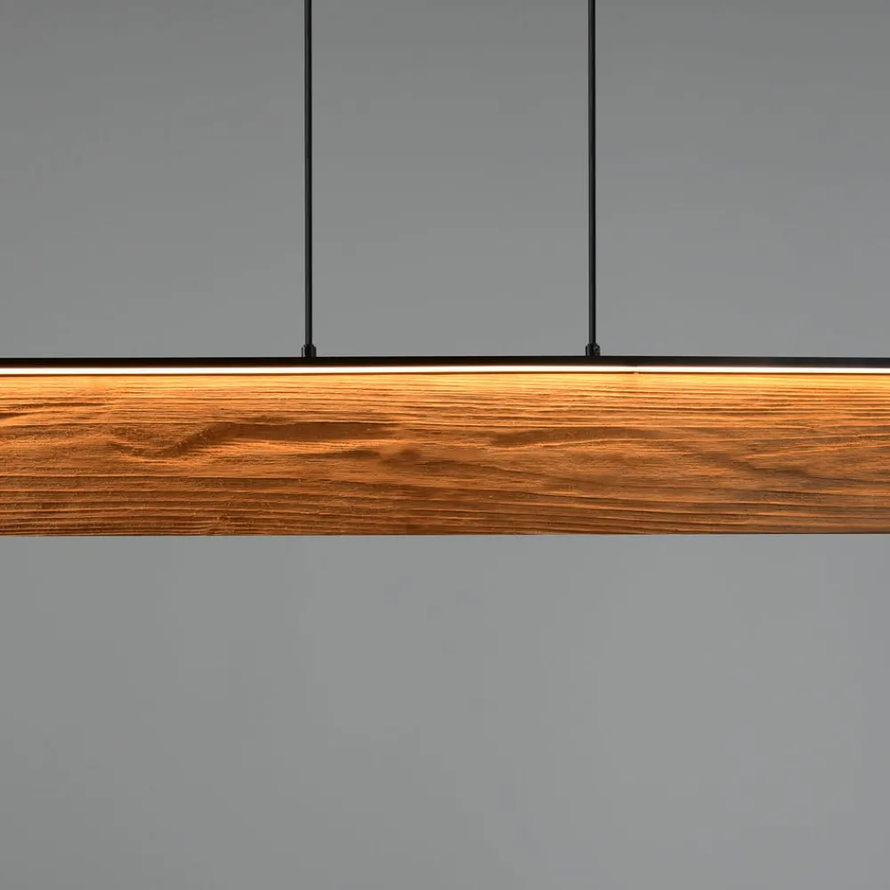Trio Lighting Pendellamper > LED-hængelampe Kalea, længde 110 cm, træfarvet, træ
