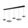 Pendellamper ^ Trio Lighting LED-hængelampe Keaton, sort/guldfarvet 140 cm CCT, 5 lyskilder