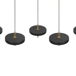 Pendellamper ^ Trio Lighting LED-hængelampe Keaton, sort/guldfarvet 140 cm CCT, 5 lyskilder