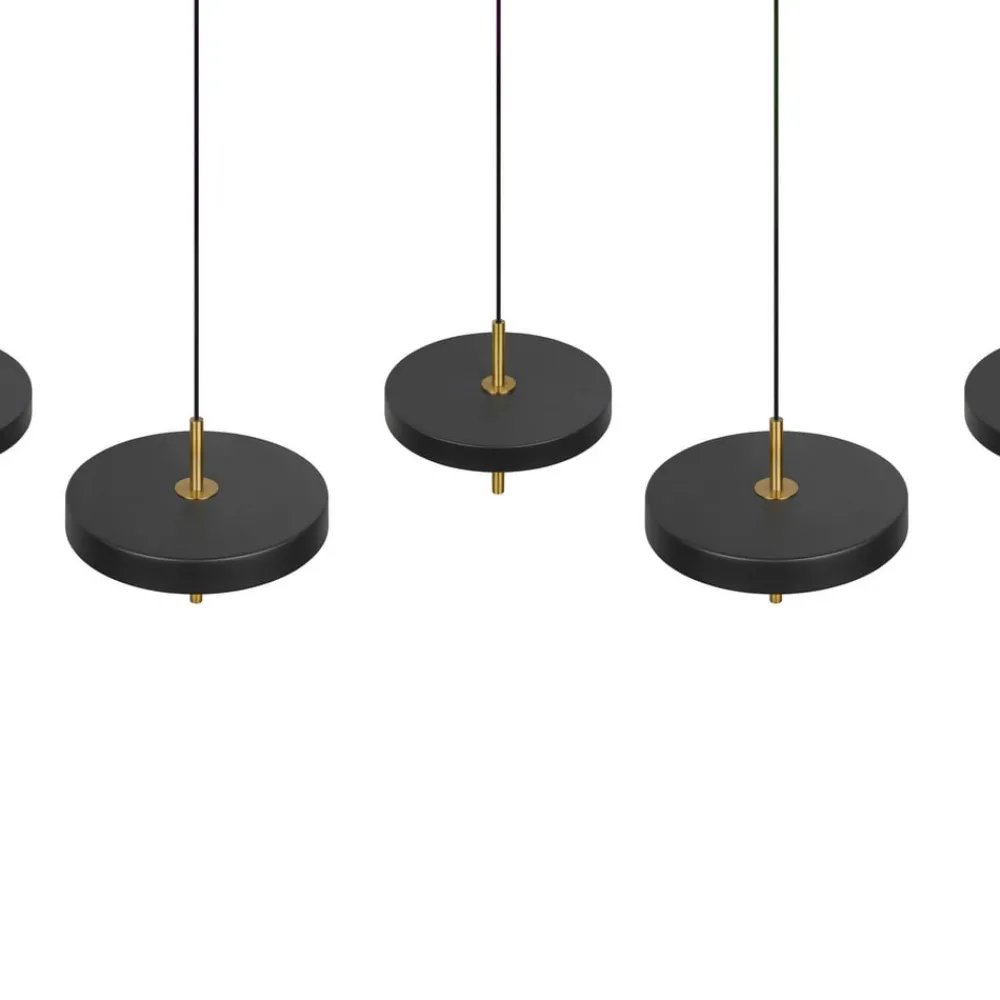 Pendellamper ^ Trio Lighting LED-hængelampe Keaton, sort/guldfarvet 140 cm CCT, 5 lyskilder
