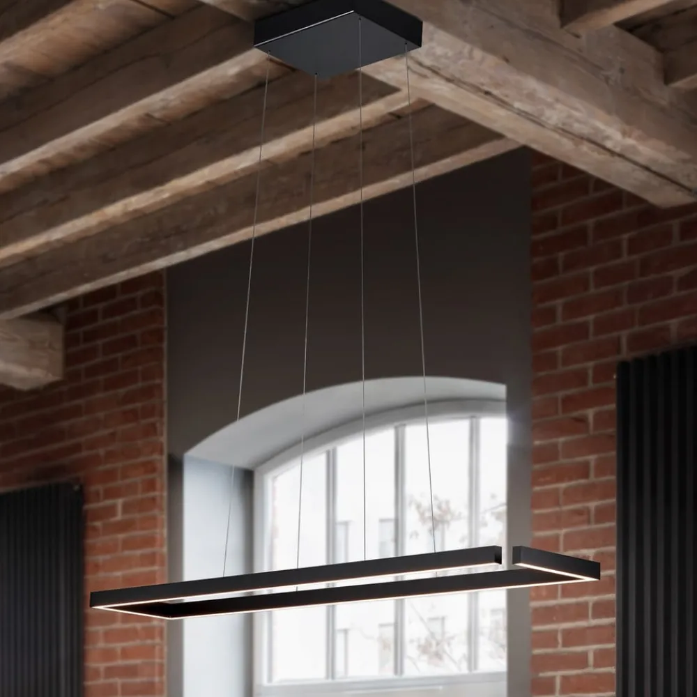 Arbejdsrum/Kontor ^ Knapstein LED-hængelampe Marisa-100, sort mat, 100 x20 cm