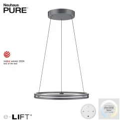 PURE Pendellamper > LED-hængelampe E-Loop, eg/sort perle, Ø 70 cm aluminium, CCT