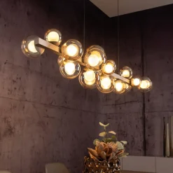 PURE Pendellamper > LED-hængelampe E-Popup, bronze, glas, CCT, 18-flg.