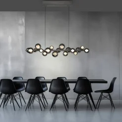 PURE Pendellamper > LED-hængelampe E-Popup, platin, glas, CCT, 18-flg.