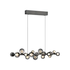 PURE Pendellamper > LED-hængelampe E-Popup, platin, glas, CCT, 18-flg.