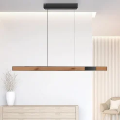 Pendellamper ^ PURE LED-hængelampe Moto-Rise, eg/sort perle, aluminium, CCT