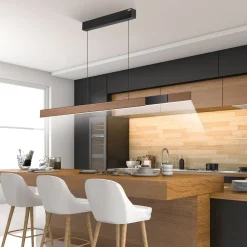 Pendellamper ^ PURE LED-hængelampe Moto-Rise, eg/sort perle, aluminium, CCT