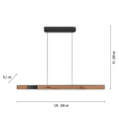 Pendellamper ^ PURE LED-hængelampe Moto-Rise, eg/sort perle, aluminium, CCT