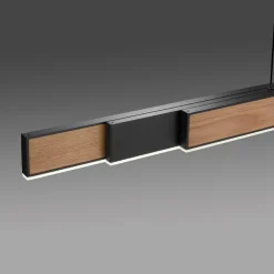 Pendellamper ^ PURE LED-hængelampe Moto-Rise, eg/sort perle, aluminium, CCT