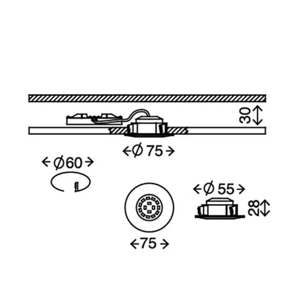 Briloner Loftlamper|Indbygningsspots > LED-indbygningslampe Attach Dim, IP44, sæt med 3, hvid