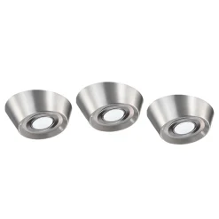 Underskabsbelysning ^ Evotec LED-indbygningslampe PAL CF, 12 cm Ø i sæt af 3