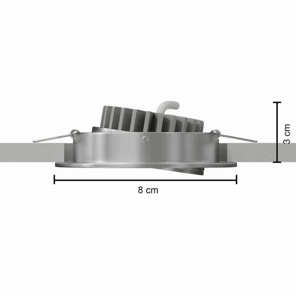 MEGAMAN Loftlamper|Indbygningsspots > LED indbygningslampe Rico 6,5 W børstet stål