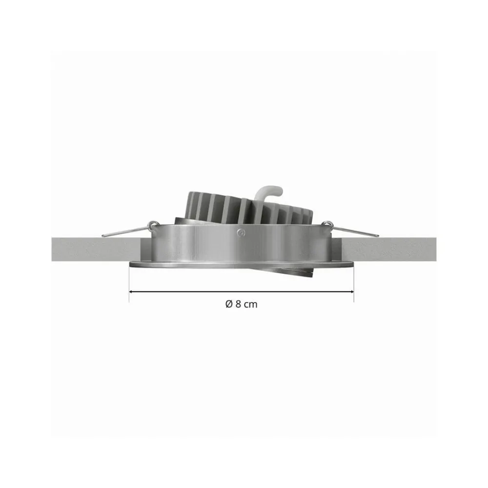 MEGAMAN Loftlamper|Indbygningsspots > LED indbygningslampe Rico 6,5 W børstet stål