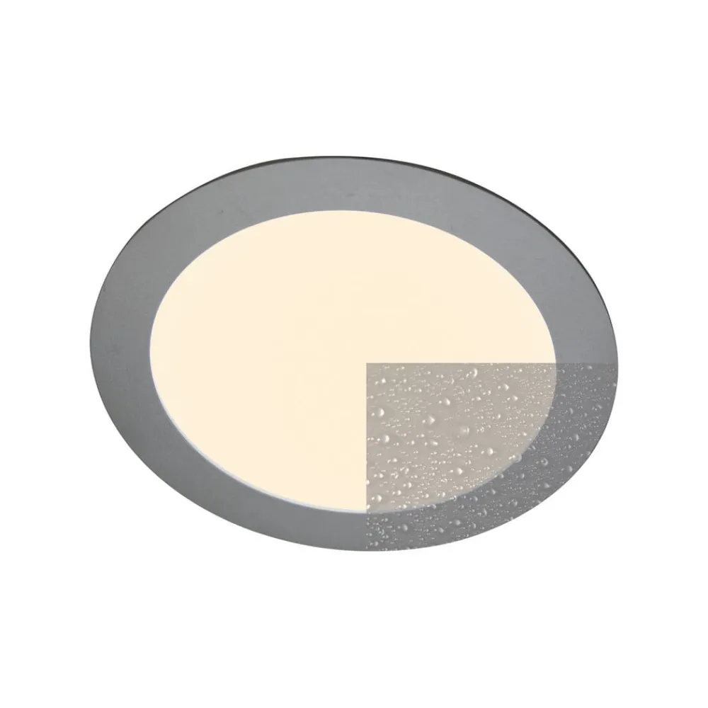 Heitronic Loftlamper|Indbygningsspots > LED-indbygningspanel Justus, Ø 14,5 cm, sølv, IP44