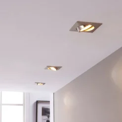 Lindby Loftlamper|Indbygningsspots > LED-indbygningsspot Andrej, kantet, nikkel, sæt med 3 stk