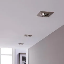 Lindby Loftlamper|Indbygningsspots > LED-indbygningsspot Andrej, kantet, nikkel, sæt med 3 stk