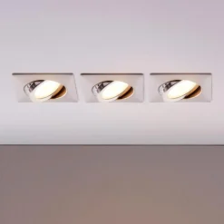 Lindby Loftlamper|Indbygningsspots > LED-indbygningsspot Andrej, kantet, nikkel, sæt med 3 stk