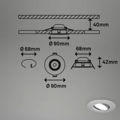 Loftlamper ^ Briloner LED-indbygningsspot 7597 3 IP65 4.000 K krom mat