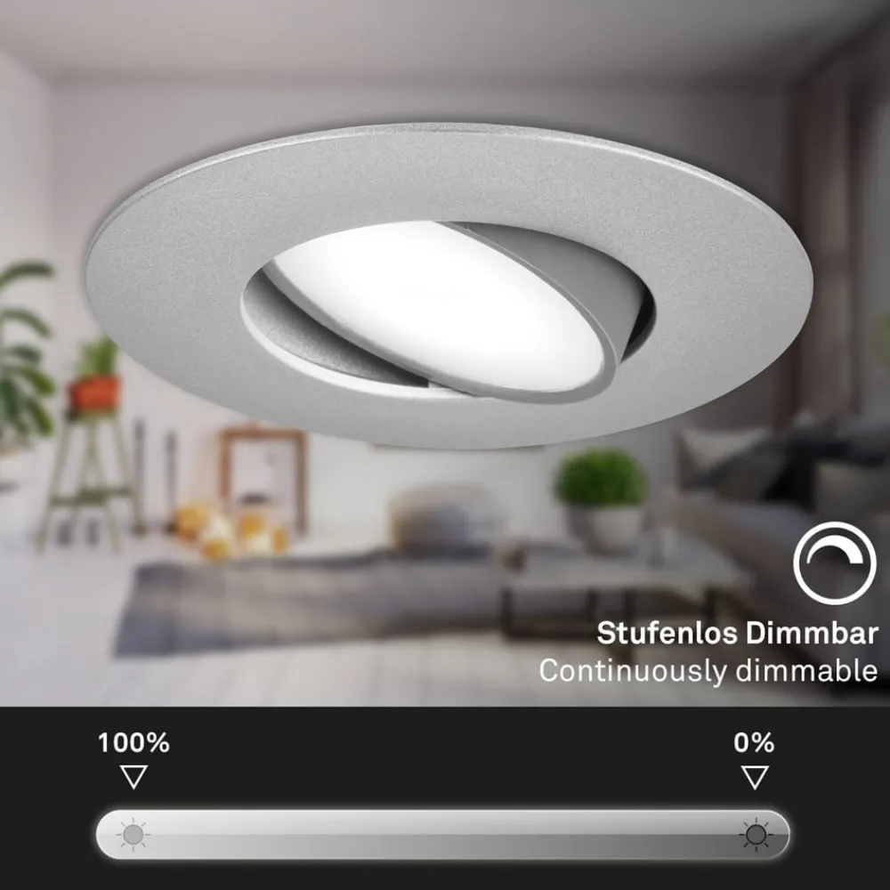 Loftlamper ^ Briloner LED-indbygningsspot 7597 3 IP65 4.000 K krom mat