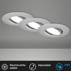 Loftlamper ^ Briloner LED-indbygningsspot 7597 3 IP65 4.000 K krom mat