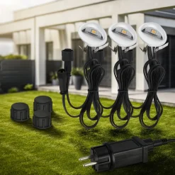 Briloner Nedgravet Udebelysning|Udendørs Spot > LED-indbygningsspot 3922034, IP65, 12 V, startsæt med 3, Ø 3,5 cm