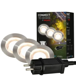 Briloner Nedgravet Udebelysning|Udendørs Spot > LED-indbygningsspot 3912032 IP67 12V 3x-startersæt Ø3cm stål