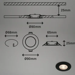Loftlamper|Indbygningsspots ^ Briloner LED-indbygningsspot Kulana sort sæt af 3 IP65